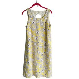 ANN TAYLOR‎ Midi Yellow Floral Sleeveless Ladies Sheath Dress with Pockets, 6